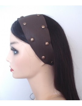 Bandeau en cuir marron rivets