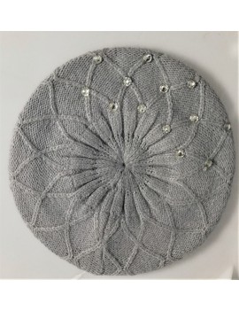 Béret Gris Perle Grands Strass